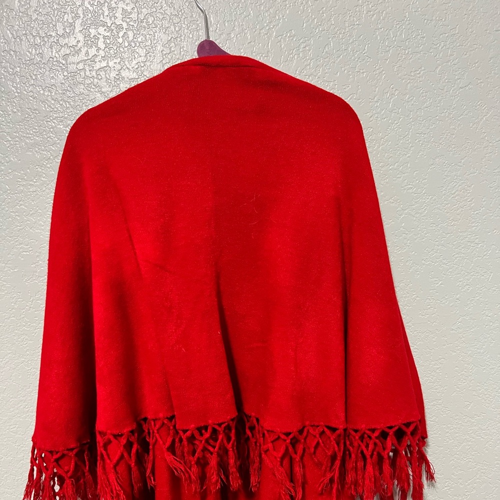 Boutique type red fringed shawl